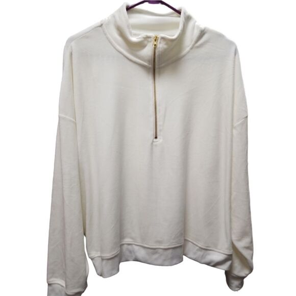 Avia Velour Pullover 1/4 Zip Ivory Sweatshirt Size XXL (22) - Picture 6 of 6